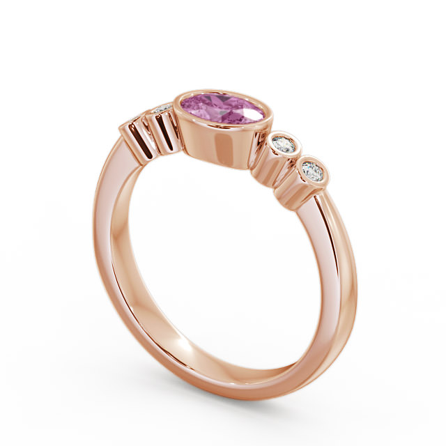 Five Stone Pink Sapphire and Diamond 0.66ct Ring 18K Rose Gold - Amia GEM26_RG_PS_SIDE