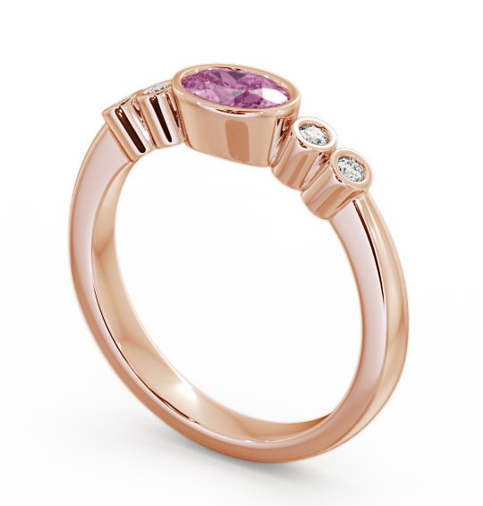 Five Stone Pink Sapphire and Diamond 0.66ct Ring 18K Rose Gold GEM26_RG_PS_THUMB1