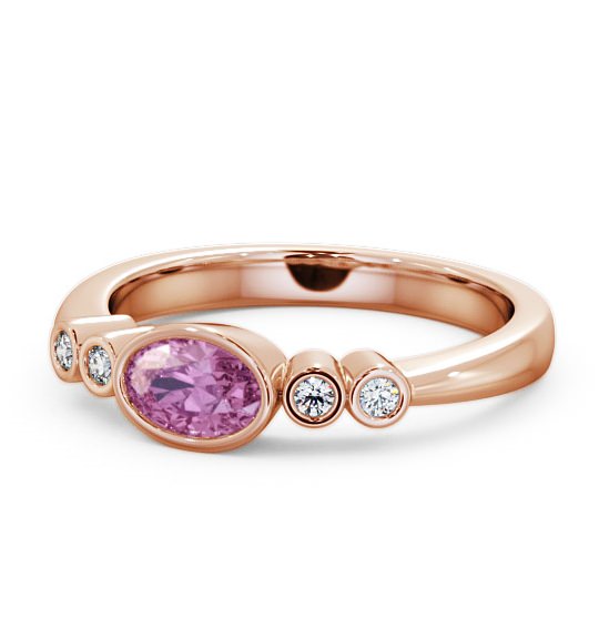  Five Stone Pink Sapphire and Diamond 0.66ct Ring 18K Rose Gold - Amia GEM26_RG_PS_THUMB2 