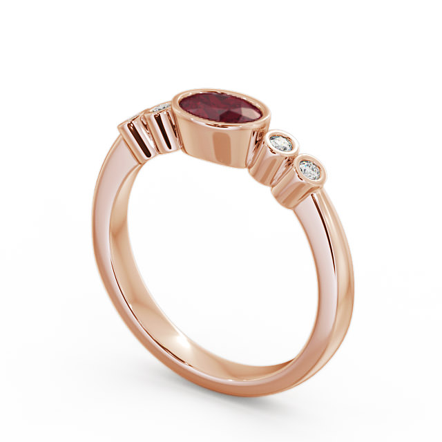Five Stone Ruby and Diamond 0.66ct Ring 18K Rose Gold - Amia GEM26_RG_RU_SIDE