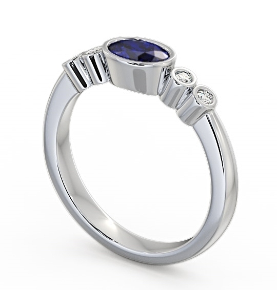 Five Stone Blue Sapphire and Diamond 0.66ct Ring 18K White Gold GEM26_WG_BS_THUMB1 