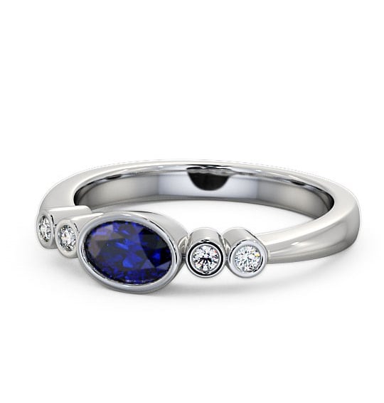 Five Stone Blue Sapphire and Diamond 0.66ct Ring 18K White Gold GEM26_WG_BS_THUMB2 