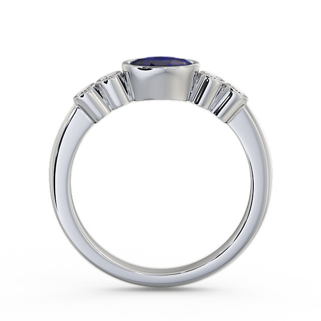 Five Stone Blue Sapphire and Diamond 0.66ct Ring 9K White Gold - Amia GEM26_WG_BS_UP