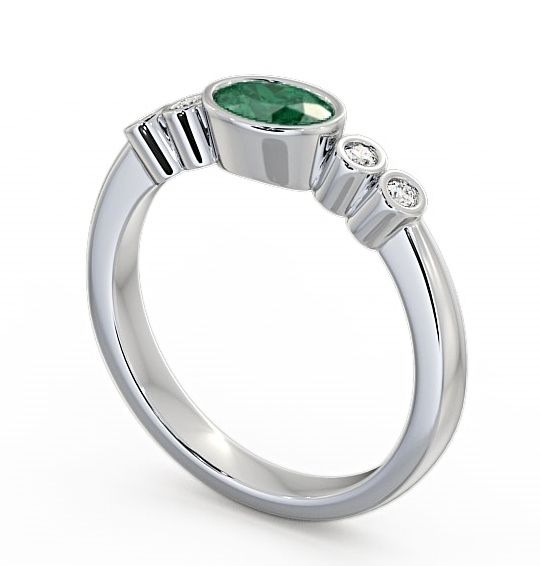 Five Stone Emerald and Diamond 0.58ct Ring 9K White Gold GEM26_WG_EM_THUMB1