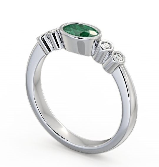 Five Stone Emerald and Diamond 0.58ct Ring 18K White Gold GEM26_WG_EM_THUMB1 