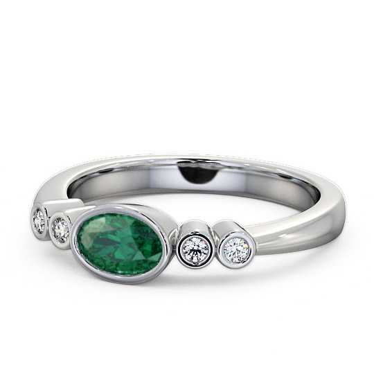 Five Stone Emerald and Diamond 0.58ct Ring Palladium - Amia GEM26_WG_EM_THUMB2 