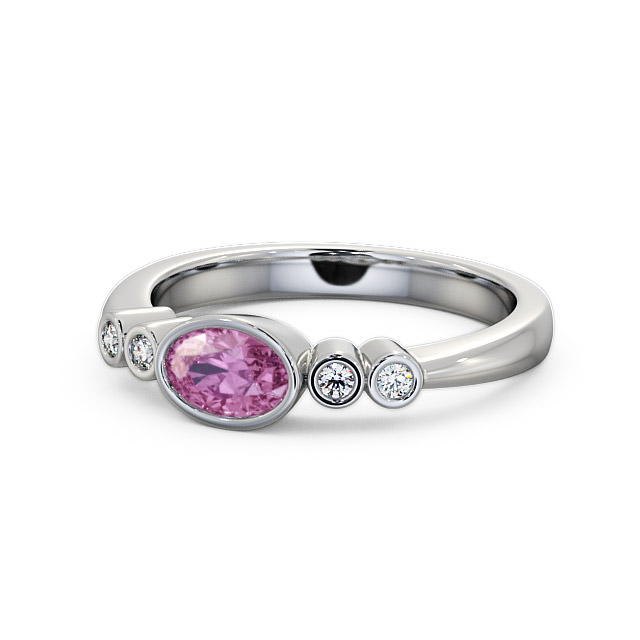 Five Stone Pink Sapphire and Diamond 0.66ct Ring 9K White Gold - Amia GEM26_WG_PS_FLAT