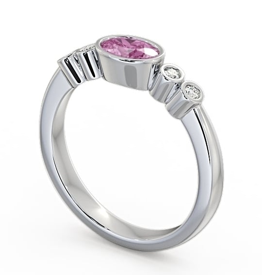 Five Stone Pink Sapphire and Diamond 0.66ct Ring 9K White Gold GEM26_WG_PS_THUMB1