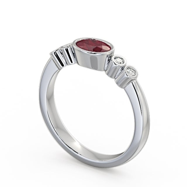Five Stone Ruby and Diamond 0.66ct Ring Platinum - Amia