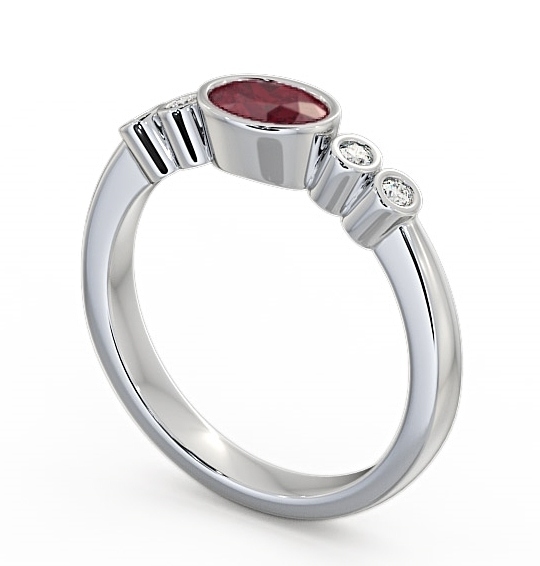 Five Stone Ruby and Diamond 0.66ct Ring 9K White Gold GEM26_WG_RU_THUMB1