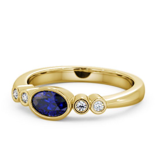  Five Stone Blue Sapphire and Diamond 0.66ct Ring 9K Yellow Gold - Amia GEM26_YG_BS_THUMB2 