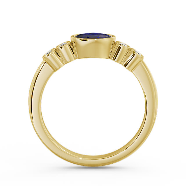 Five Stone Blue Sapphire and Diamond 0.66ct Ring 9K Yellow Gold - Amia GEM26_YG_BS_UP
