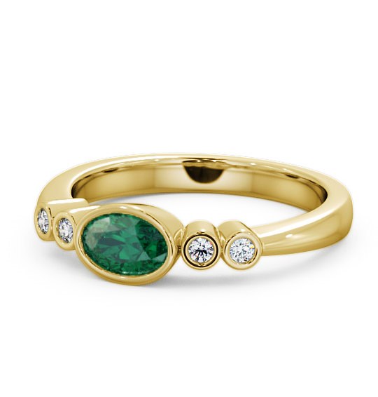  Five Stone Emerald and Diamond 0.58ct Ring 9K Yellow Gold - Amia GEM26_YG_EM_THUMB2 