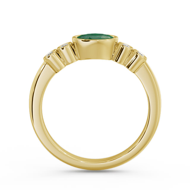 Five Stone Emerald and Diamond 0.58ct Ring 9K Yellow Gold - Amia GEM26_YG_EM_UP