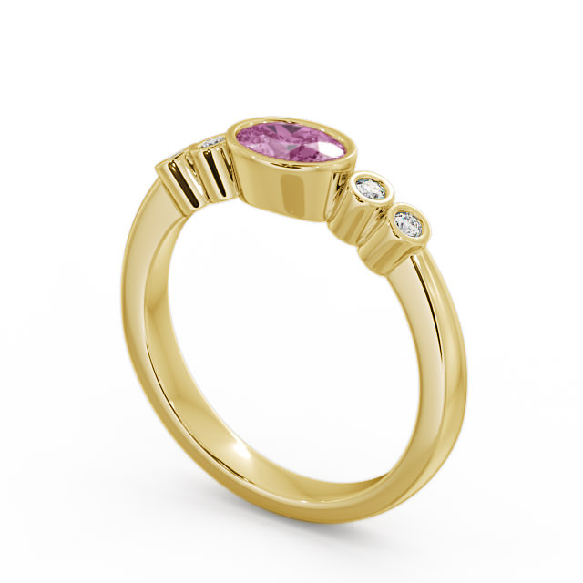 Five Stone Pink Sapphire and Diamond 0.66ct Ring 9K Yellow Gold - Amia GEM26_YG_PS_SIDE
