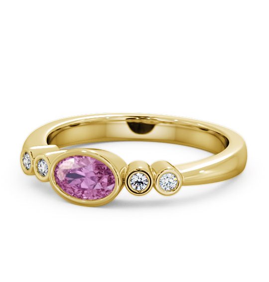  Five Stone Pink Sapphire and Diamond 0.66ct Ring 18K Yellow Gold - Amia GEM26_YG_PS_THUMB2 