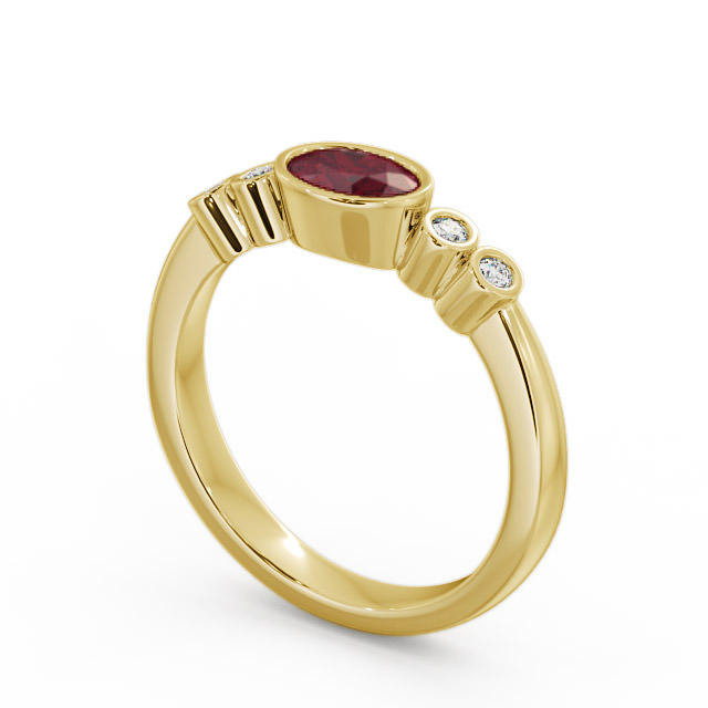 Five Stone Ruby and Diamond 0.66ct Ring 9K Yellow Gold - Amia GEM26_YG_RU_SIDE