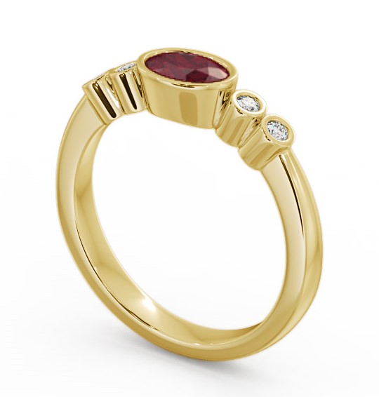 Five Stone Ruby and Diamond 0.66ct Ring 9K Yellow Gold GEM26_YG_RU_THUMB1