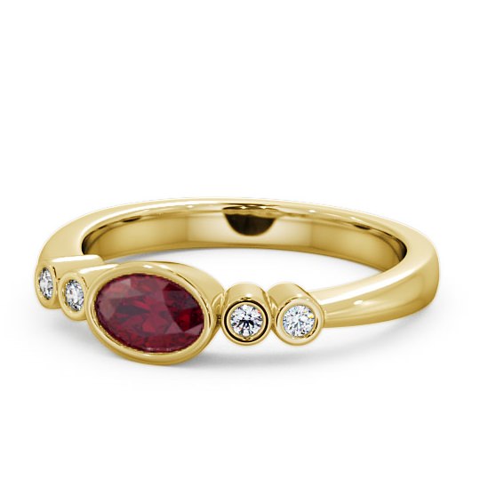  Five Stone Ruby and Diamond 0.66ct Ring 18K Yellow Gold - Amia GEM26_YG_RU_THUMB2 