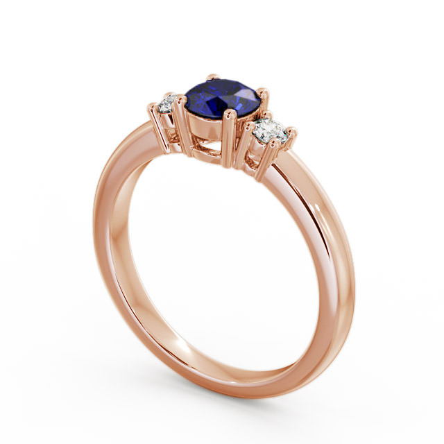 Three Stone Blue Sapphire and Diamond 0.89ct Ring 18K Rose Gold - Delia GEM27_RG_BS_SIDE