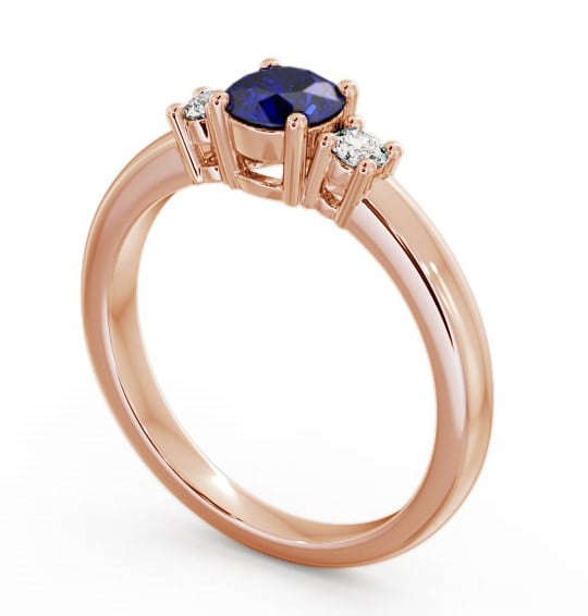 Three Stone Blue Sapphire and Diamond 0.89ct Ring 18K Rose Gold - Delia GEM27_RG_BS_THUMB1
