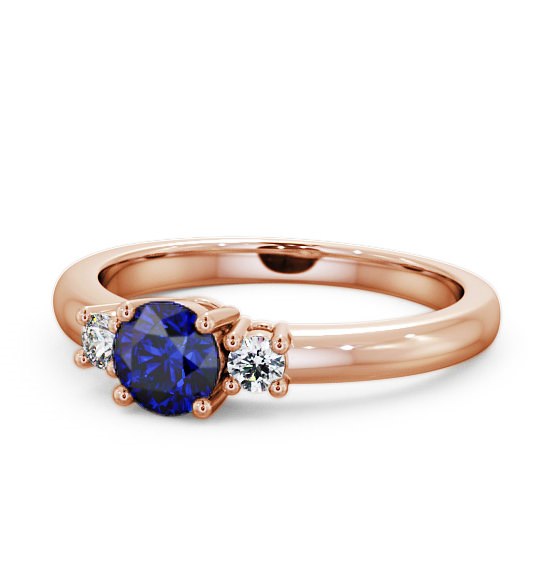  Three Stone Blue Sapphire and Diamond 0.89ct Ring 18K Rose Gold - Delia GEM27_RG_BS_THUMB2 