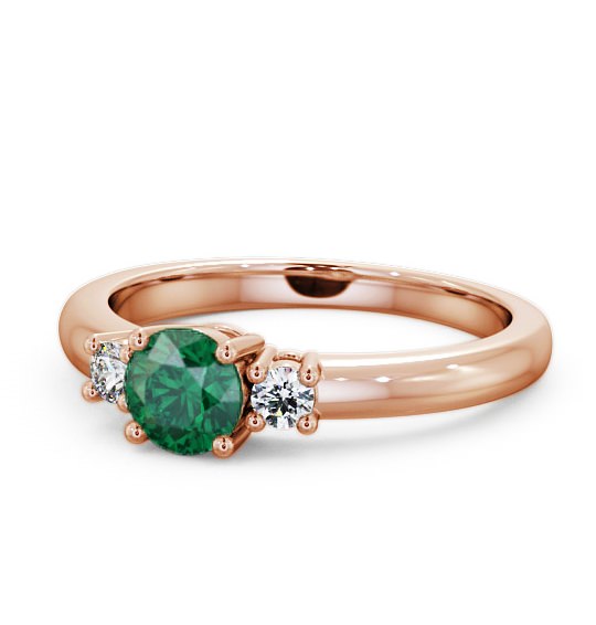 Three Stone Emerald and Diamond 0.72ct Ring 18K Rose Gold GEM27_RG_EM_THUMB2 