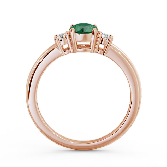 Three Stone Emerald and Diamond 0.72ct Ring 9K Rose Gold - Delia GEM27_RG_EM_UP