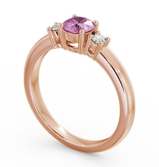 Three Stone Pink Sapphire and Diamond 0.89ct Ring 18K Rose Gold - Delia GEM27_RG_PS_THUMB1