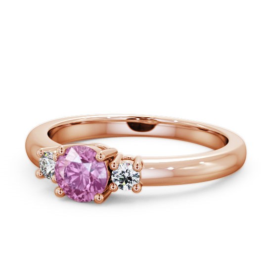  Three Stone Pink Sapphire and Diamond 0.89ct Ring 9K Rose Gold - Delia GEM27_RG_PS_THUMB2 