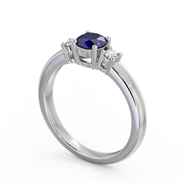 Three Stone Blue Sapphire and Diamond 0.89ct Ring Platinum - Delia