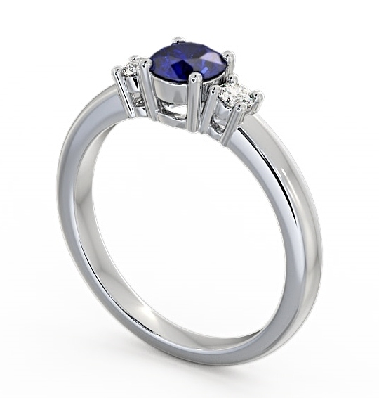 Three Stone Blue Sapphire and Diamond 0.89ct Ring Platinum GEM27_WG_BS_THUMB1