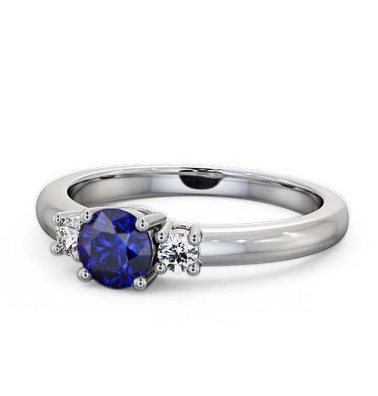  Three Stone Blue Sapphire and Diamond 0.89ct Ring 18K White Gold - Delia GEM27_WG_BS_THUMB2 