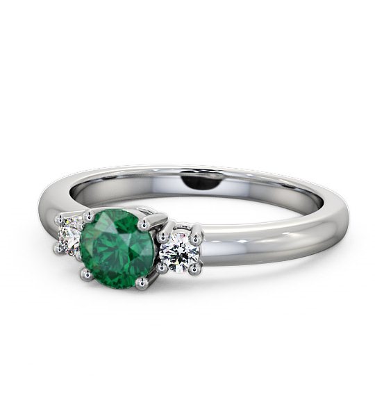 Three Stone Emerald and Diamond 0.72ct Ring 18K White Gold GEM27_WG_EM_THUMB2 