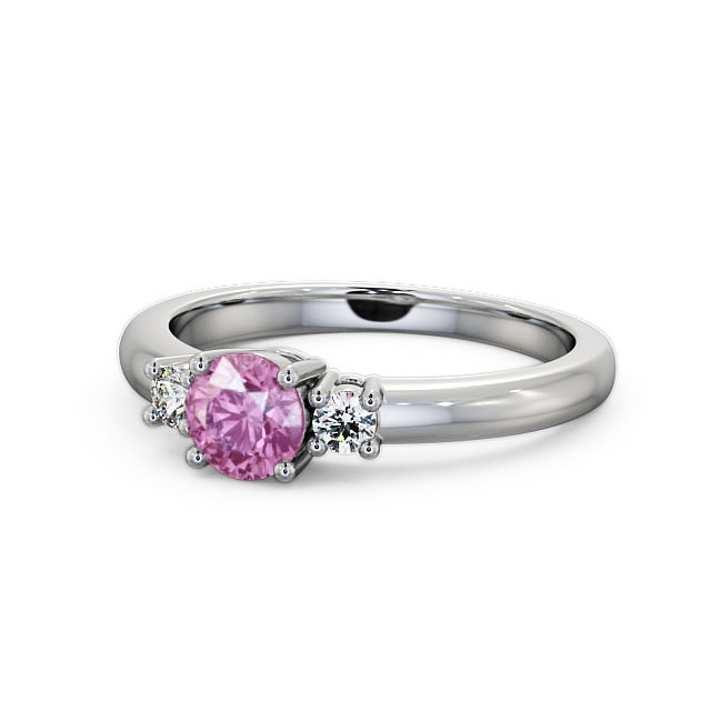 Three Stone Pink Sapphire and Diamond 0.89ct Ring Palladium - Delia GEM27_WG_PS_FLAT