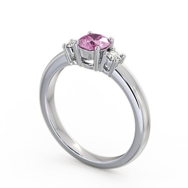 Three Stone Pink Sapphire and Diamond 0.89ct Ring 9K White Gold - Delia