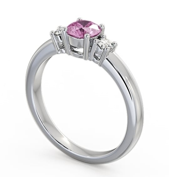 Three Stone Pink Sapphire and Diamond 0.89ct Ring 9K White Gold - Delia GEM27_WG_PS_THUMB1