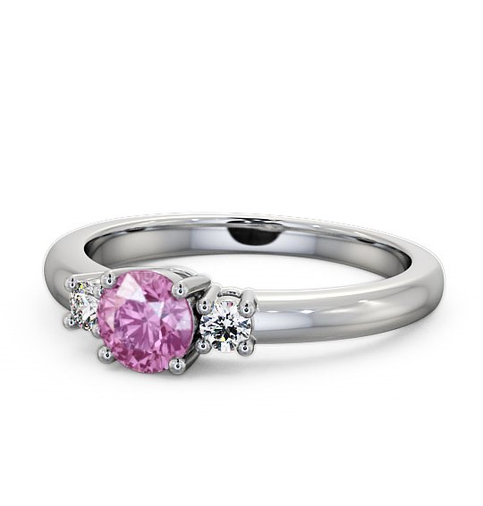 Three Stone Pink Sapphire and Diamond 0.89ct Ring Palladium GEM27_WG_PS_THUMB2 