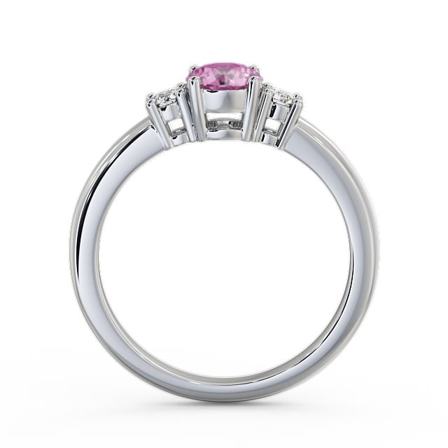 Three Stone Pink Sapphire and Diamond 0.89ct Ring 9K White Gold - Delia GEM27_WG_PS_UP