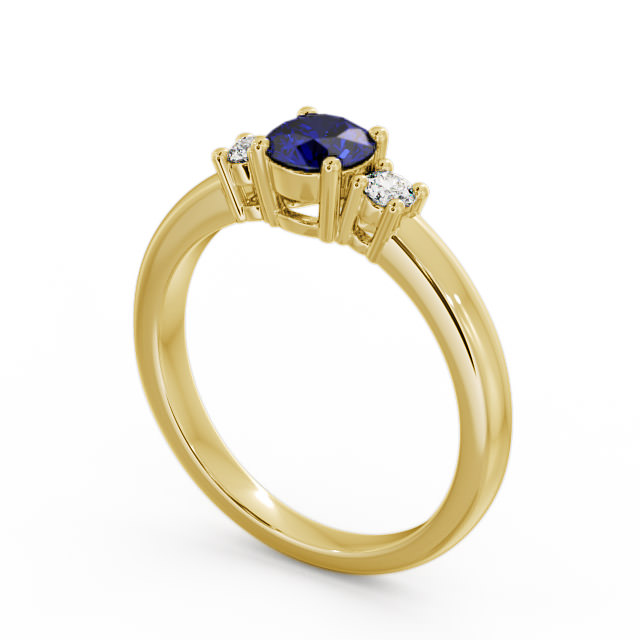 Three Stone Blue Sapphire and Diamond 0.89ct Ring 9K Yellow Gold - Delia GEM27_YG_BS_SIDE