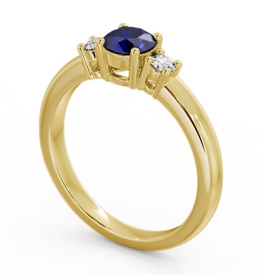 Three Stone Blue Sapphire and Diamond 0.89ct Ring 18K Yellow Gold GEM27_YG_BS_THUMB1 