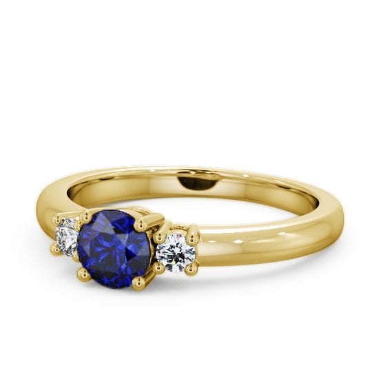 Three Stone Blue Sapphire and Diamond 0.89ct Ring 9K Yellow Gold GEM27_YG_BS_THUMB2 
