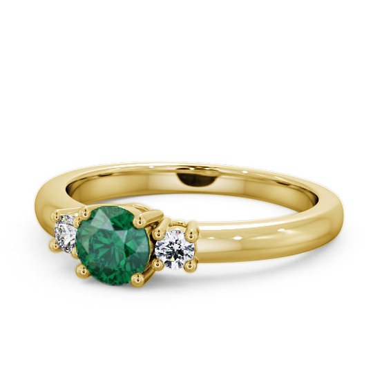  Three Stone Emerald and Diamond 0.72ct Ring 9K Yellow Gold - Delia GEM27_YG_EM_THUMB2 