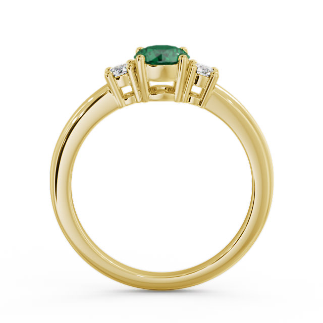Three Stone Emerald and Diamond 0.72ct Ring 18K Yellow Gold - Delia GEM27_YG_EM_UP