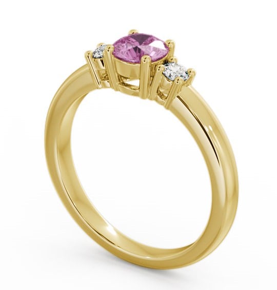  Three Stone Pink Sapphire and Diamond 0.89ct Ring 9K Yellow Gold - Delia GEM27_YG_PS_THUMB1 