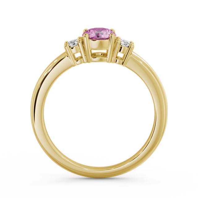 Three Stone Pink Sapphire and Diamond 0.89ct Ring 9K Yellow Gold - Delia GEM27_YG_PS_UP