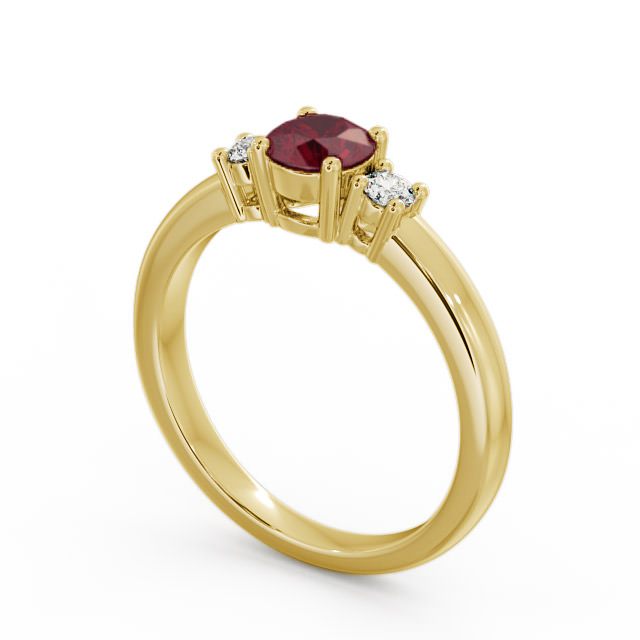 Three Stone Ruby and Diamond 0.89ct Ring 9K Yellow Gold - Delia GEM27_YG_RU_SIDE