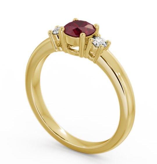  Three Stone Ruby and Diamond 0.89ct Ring 18K Yellow Gold - Delia GEM27_YG_RU_THUMB1 