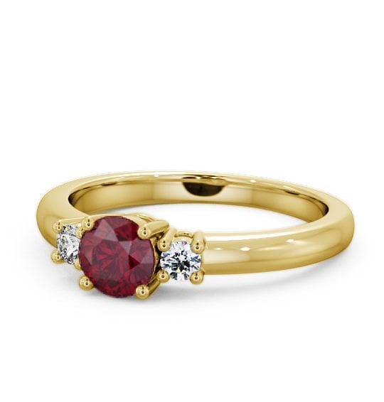  Three Stone Ruby and Diamond 0.89ct Ring 9K Yellow Gold - Delia GEM27_YG_RU_THUMB2 