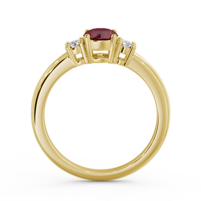 Three Stone Ruby and Diamond 0.89ct Ring 9K Yellow Gold - Delia GEM27_YG_RU_UP